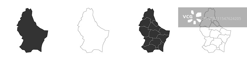 卢森堡行政区划政治地图图片素材