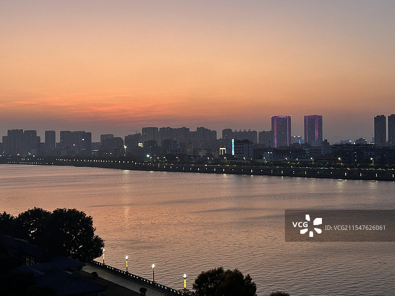 日落的韩江江景图片素材