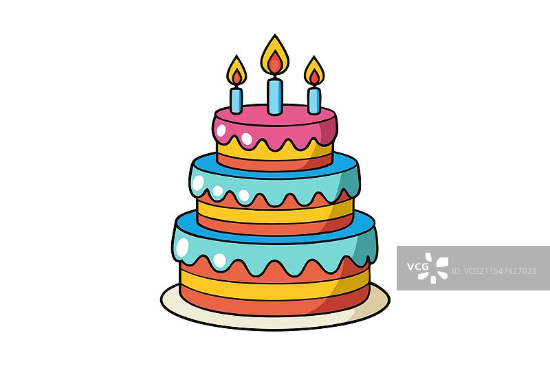 色彩鲜艳、细节丰富的生日蛋糕图片素材