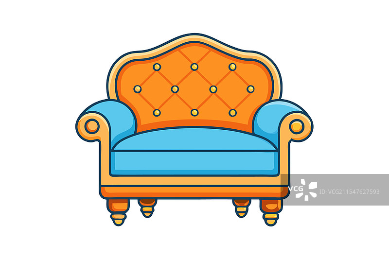 色彩鲜艳的风格化扶手椅，特色展示图片素材