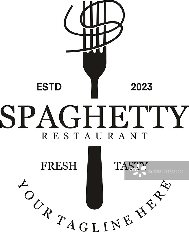 叉子上的意大利面条标志模板图片素材
