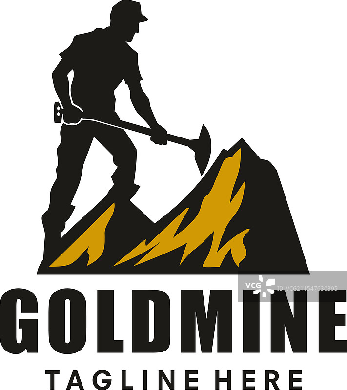 抽象山洞金矿标志图标图片素材