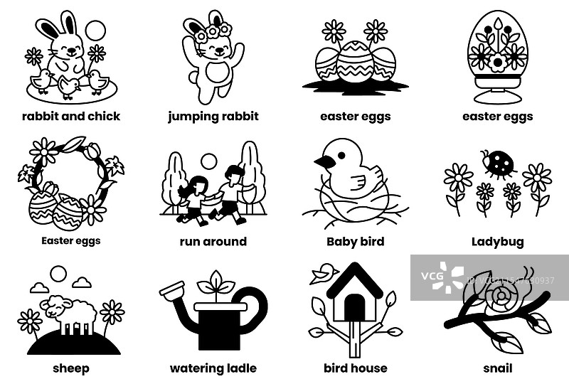 一组复活节主题的图片，包括一个图片素材