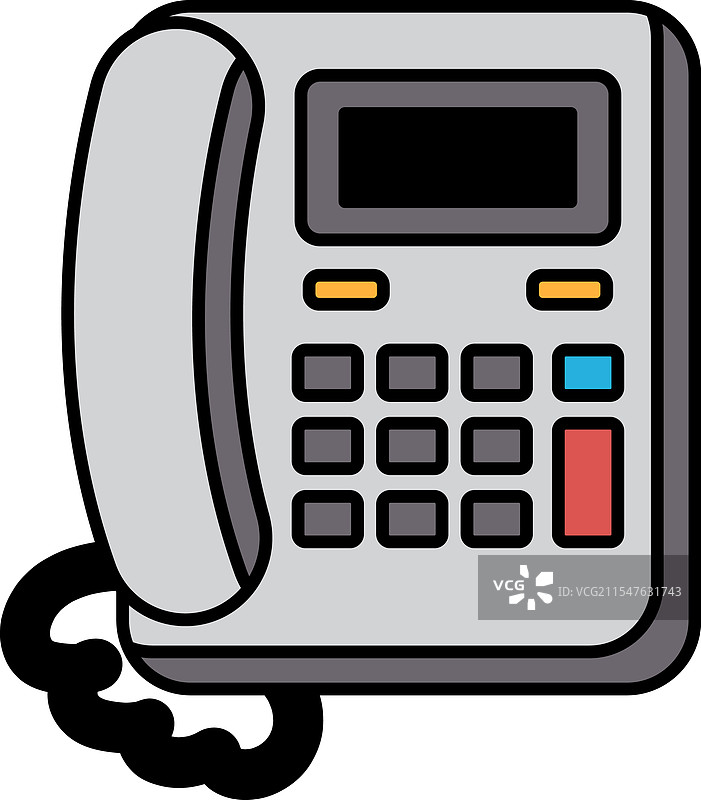 一部右侧有红色按钮的卡通电话图片素材