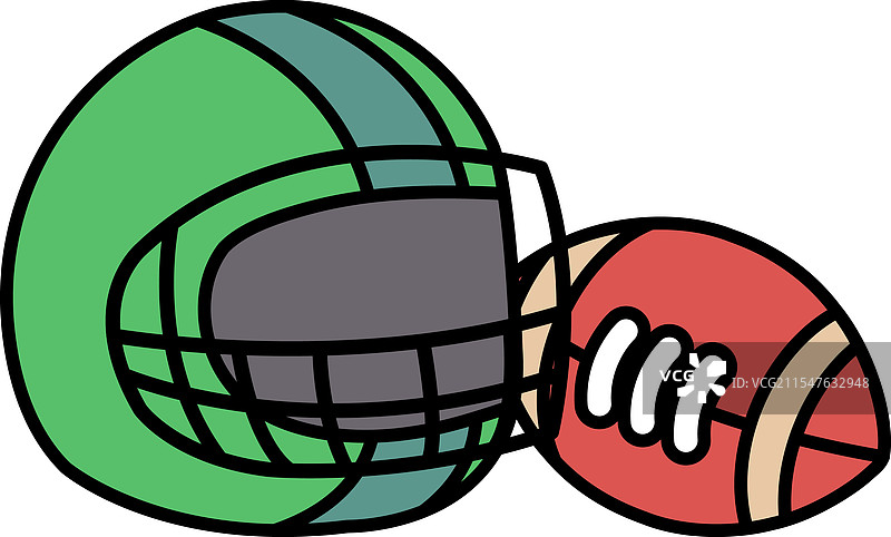 卡通风格的足球头盔和足球图片素材