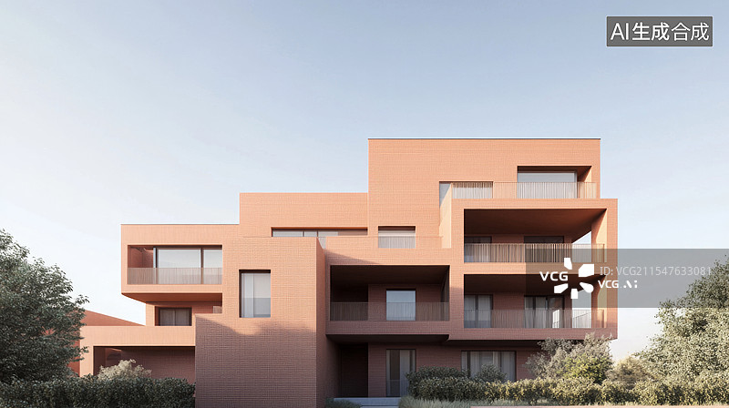 【AI数字艺术】现代城市建筑别墅外立面设计图片素材