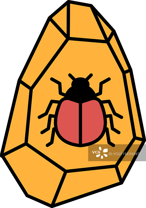 一只虫子在一块黄色的岩石上。图片素材