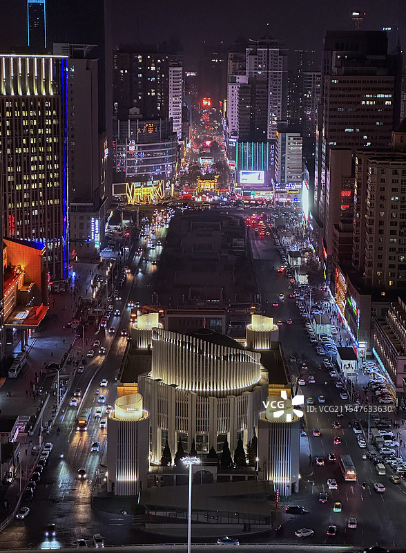 兰州西关十字清真寺夜景兰州西关张掖路图片素材