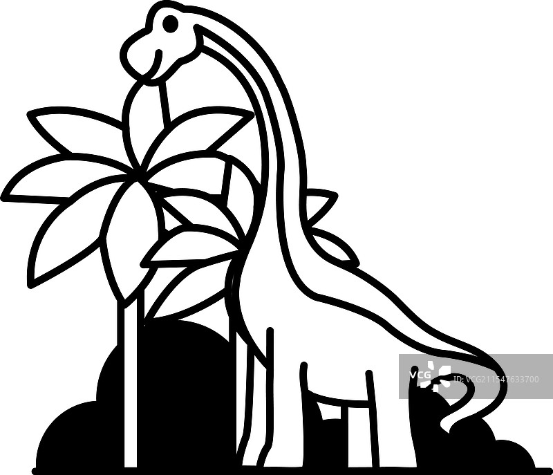 一只恐龙站在一棵树旁边图片素材