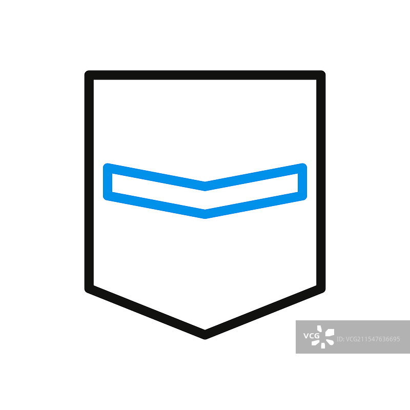 白色盾牌上的极简蓝色人字纹图片素材