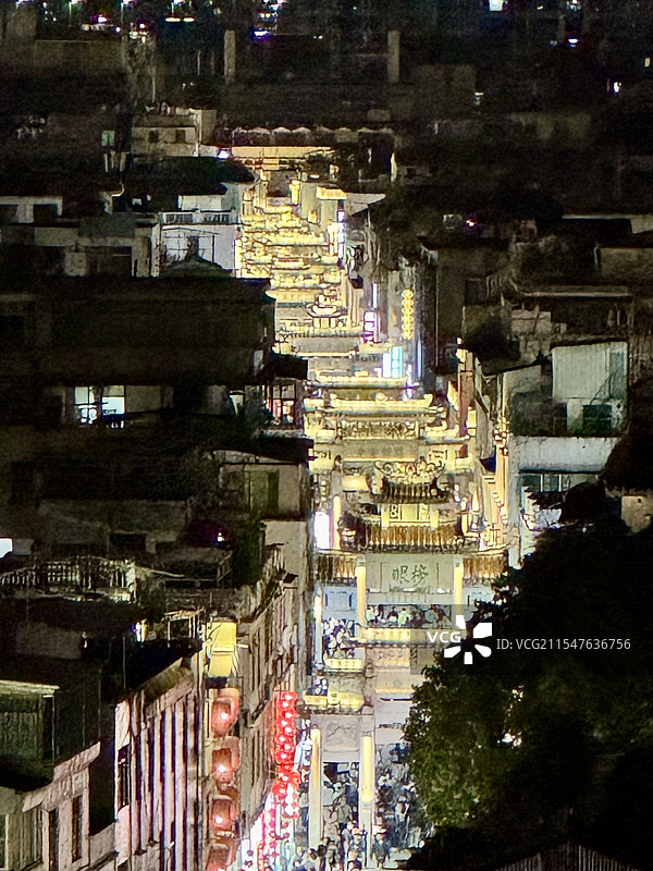 潮州牌坊街夜景图片素材