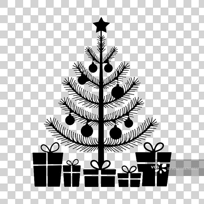 装饰有饰品的圣诞树艺术作品图片素材