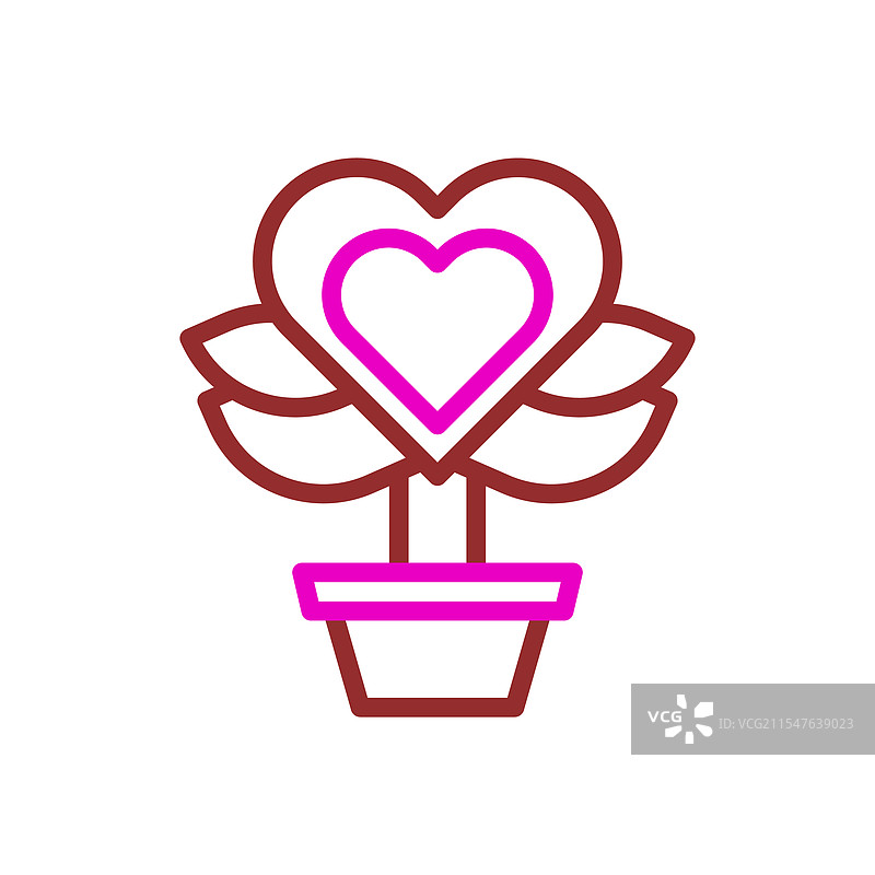 心形植物在花盆中，象征着爱的成长图片素材