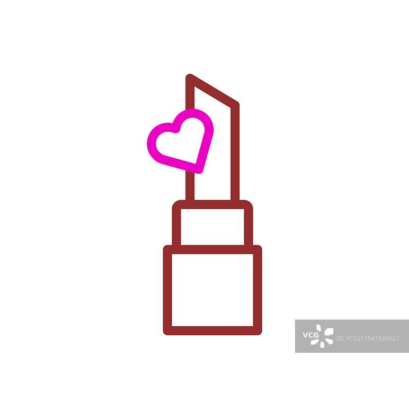 口红图标与心形，象征美丽与爱。图片素材