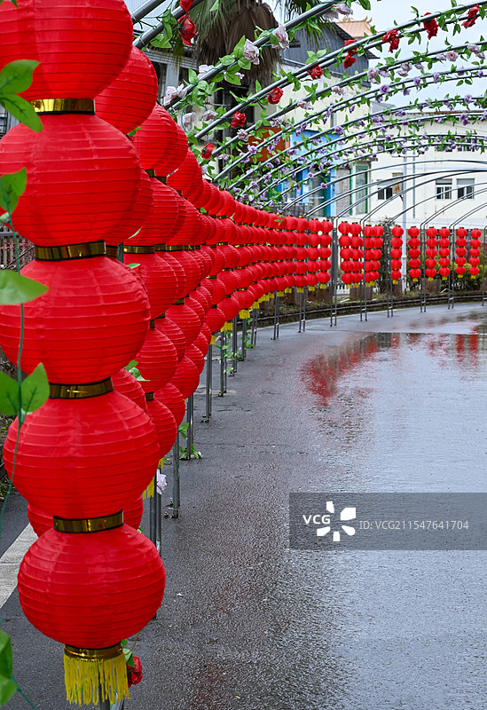湖北恩施市土家女儿城千盏花灯过新年图片素材
