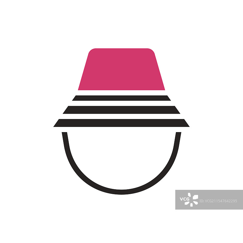 粉黑条纹的时尚夏季桶帽图片素材