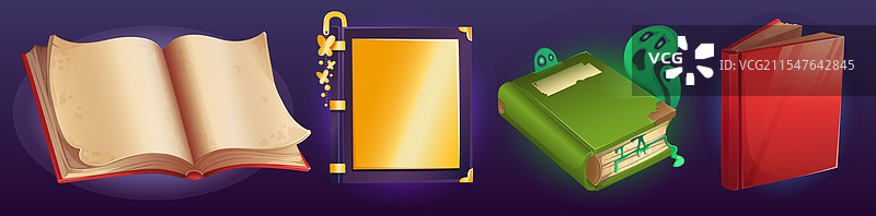 老游戏纸质书籍中的魔法宝藏地图卡通图案图片素材