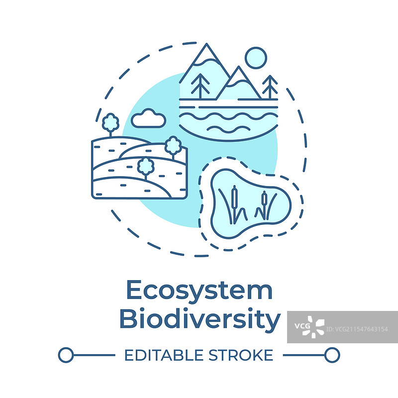 生态系统生物多样性柔和蓝色概念图标图片素材