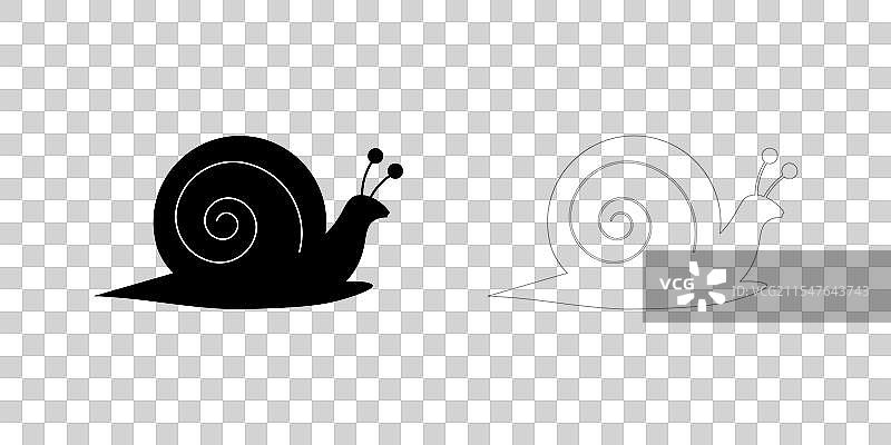 蜗牛线条和轮廓图标集图片素材