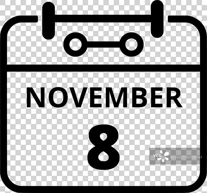 标志性日历上显示的11月8日图片素材
