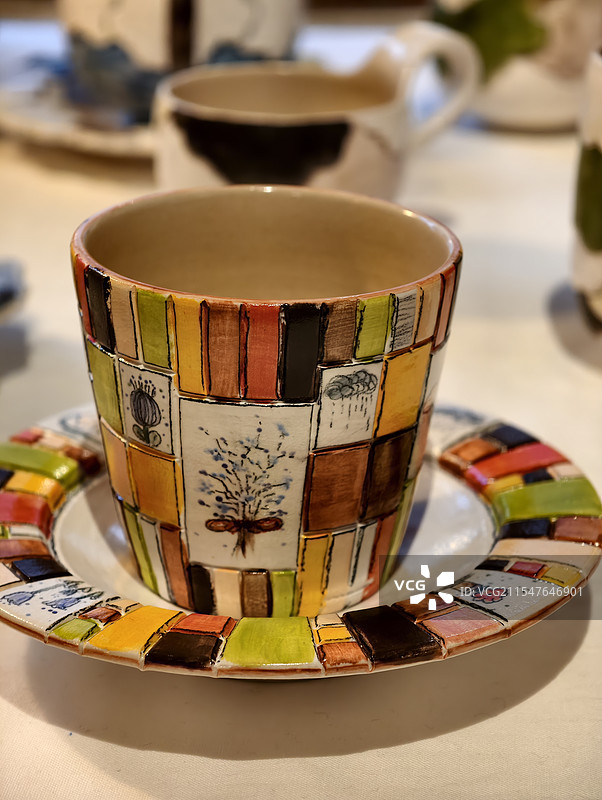 陶瓷马克杯特写图片素材