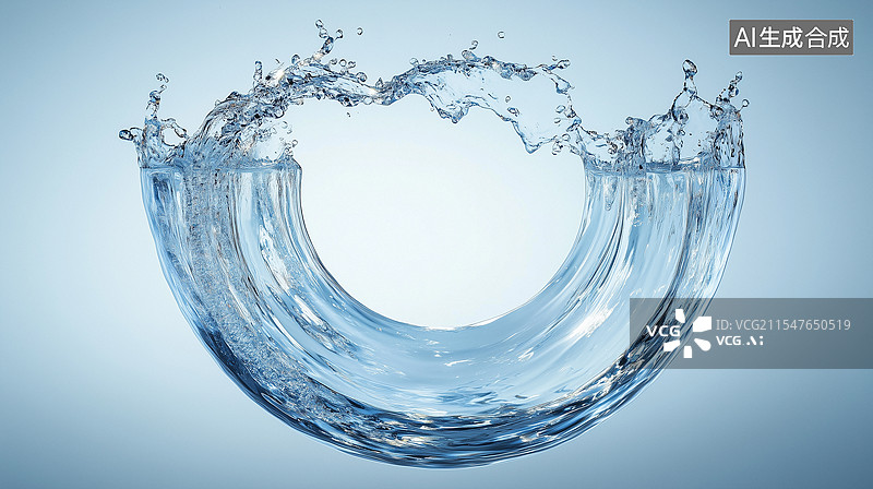 【AI数字艺术】溅起的半圆形水花图片素材