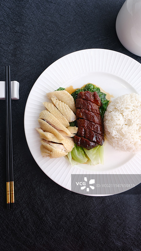 广东工作餐烧鸭白斩鸡双拼图片素材