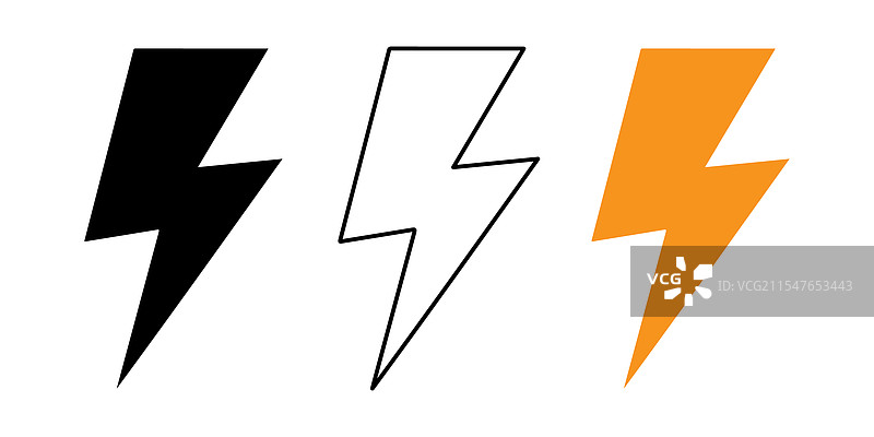 白色背景上的闪电图标集图片素材