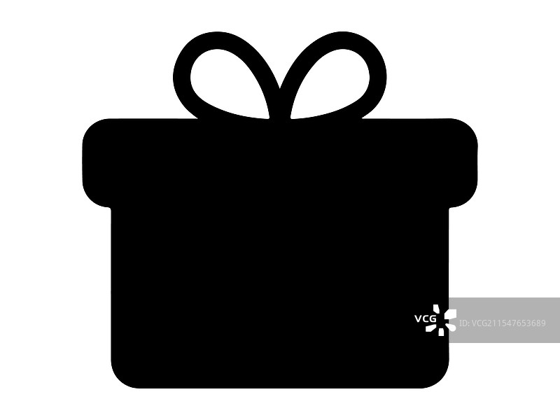 简单的黑色礼品盒图标，带有丝带的礼品盒图片素材