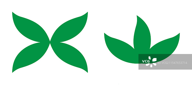 白色背景上的绿色叶子图标集图片素材