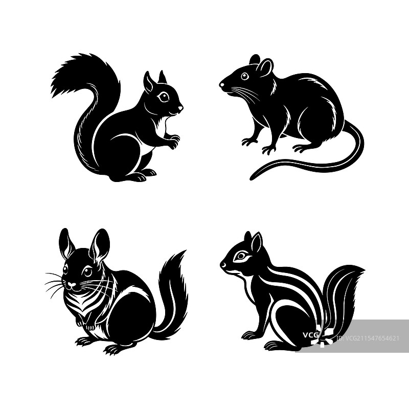 家鼠轮廓动物剪影合集图片素材
