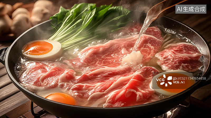 【AI数字艺术】寿喜烧火锅美食食物图片素材