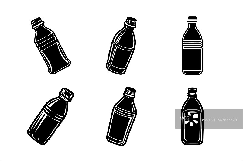 六个轮廓塑料瓶在对比中图片素材