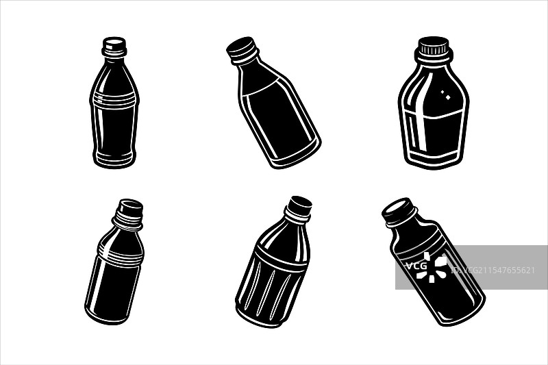 六个轮廓塑料瓶对着图片素材