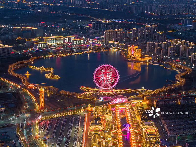 唐山河头老街 惠丰湖魅力夜景图片素材