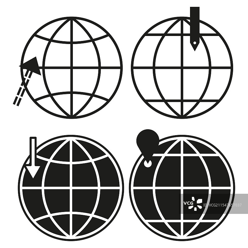 带箭头的全球位置符号地球仪图片素材