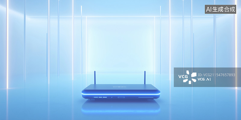 【AI数字艺术】未来5G/6G无线路由器与量子信号传输图片素材