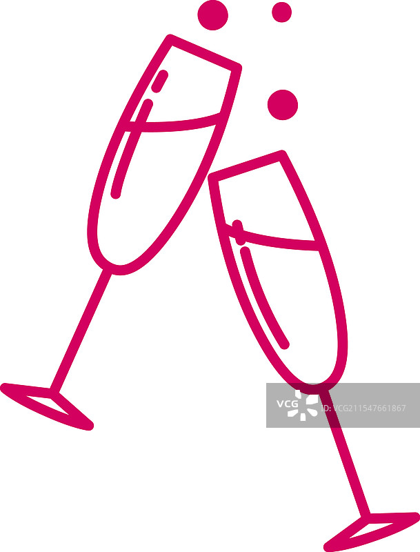 手绘的香槟杯线条图图片素材