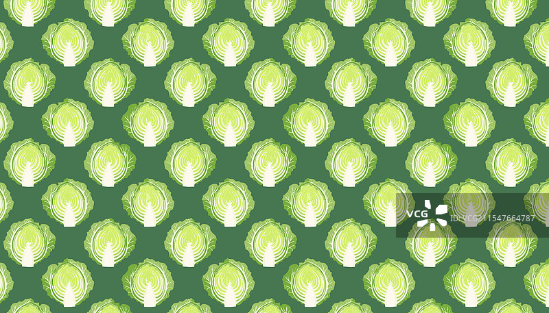 无缝图案，带有绿色卷心菜叶子图片素材