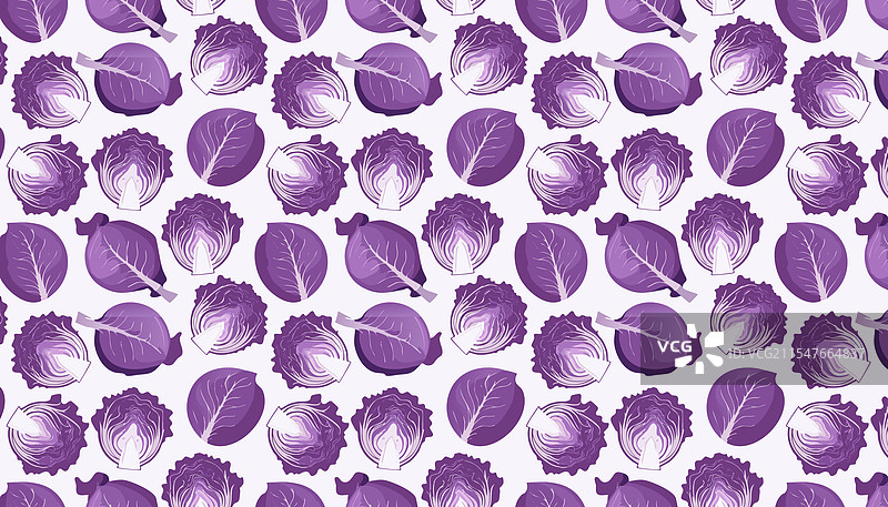 白色背景上的紫色卷心菜无缝图案图片素材