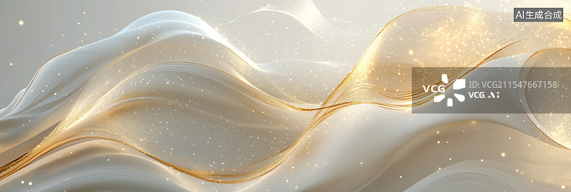 【AI数字艺术】抽象艺术中的金色与白色流动丝绸质感图片素材