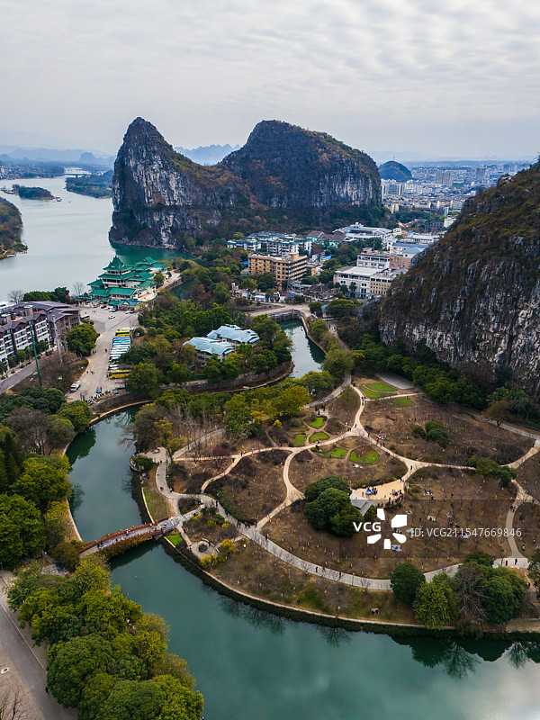桂林春季航拍南溪山公园图片素材