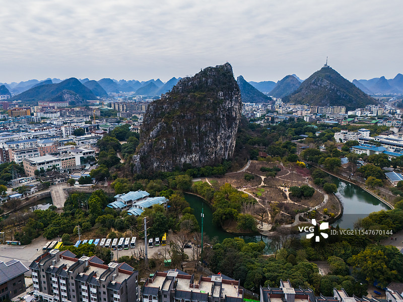 桂林春季航拍南溪山公园图片素材