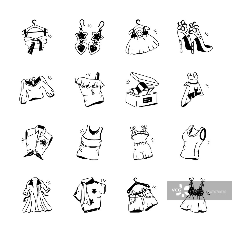 女性服装和配饰的集合图片素材