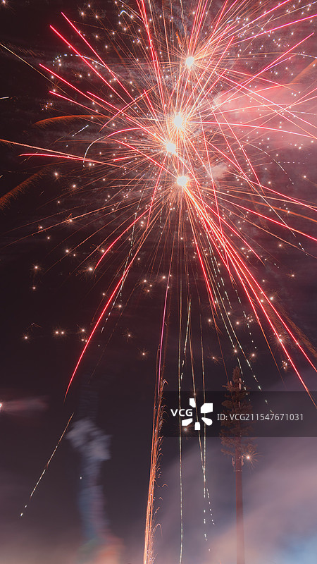 浙江义乌佛堂古镇除夕烟花图片素材