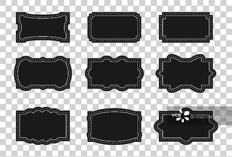 一组复古黑色边框与线条图片素材