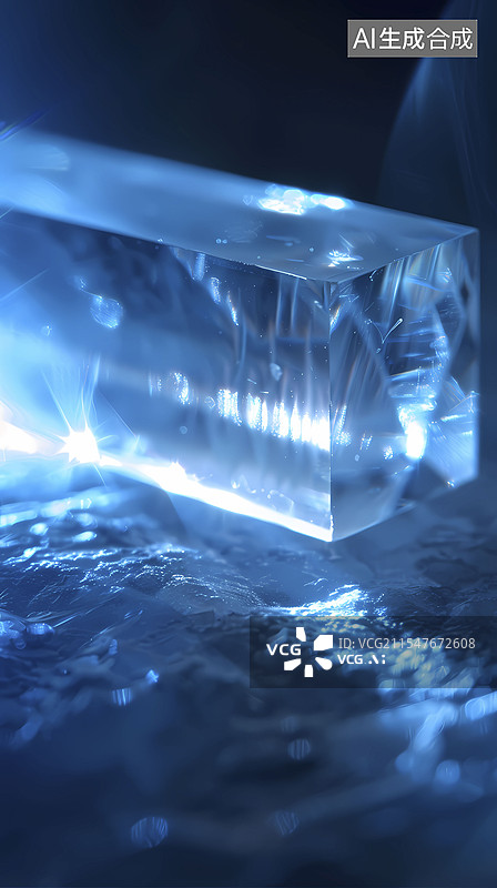 【AI数字艺术】数码科技蓝色光线棱镜海报背景图片素材
