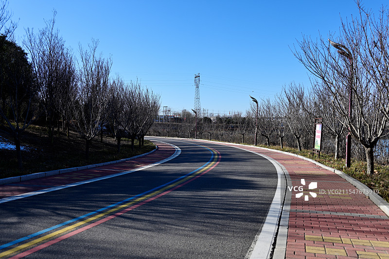 公路，汤河湿地公园，河南安阳汤阴，2025年1月图片素材
