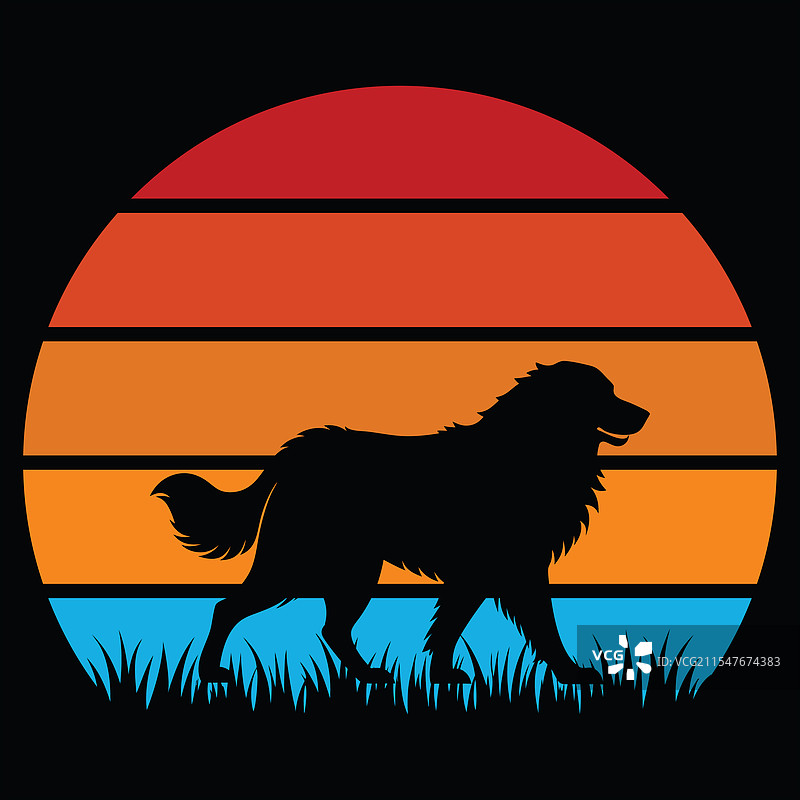 莱昂伯格犬与复古日落图片素材