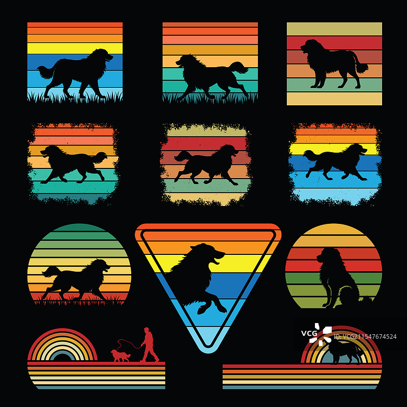 莱昂伯格犬复古套装图片素材